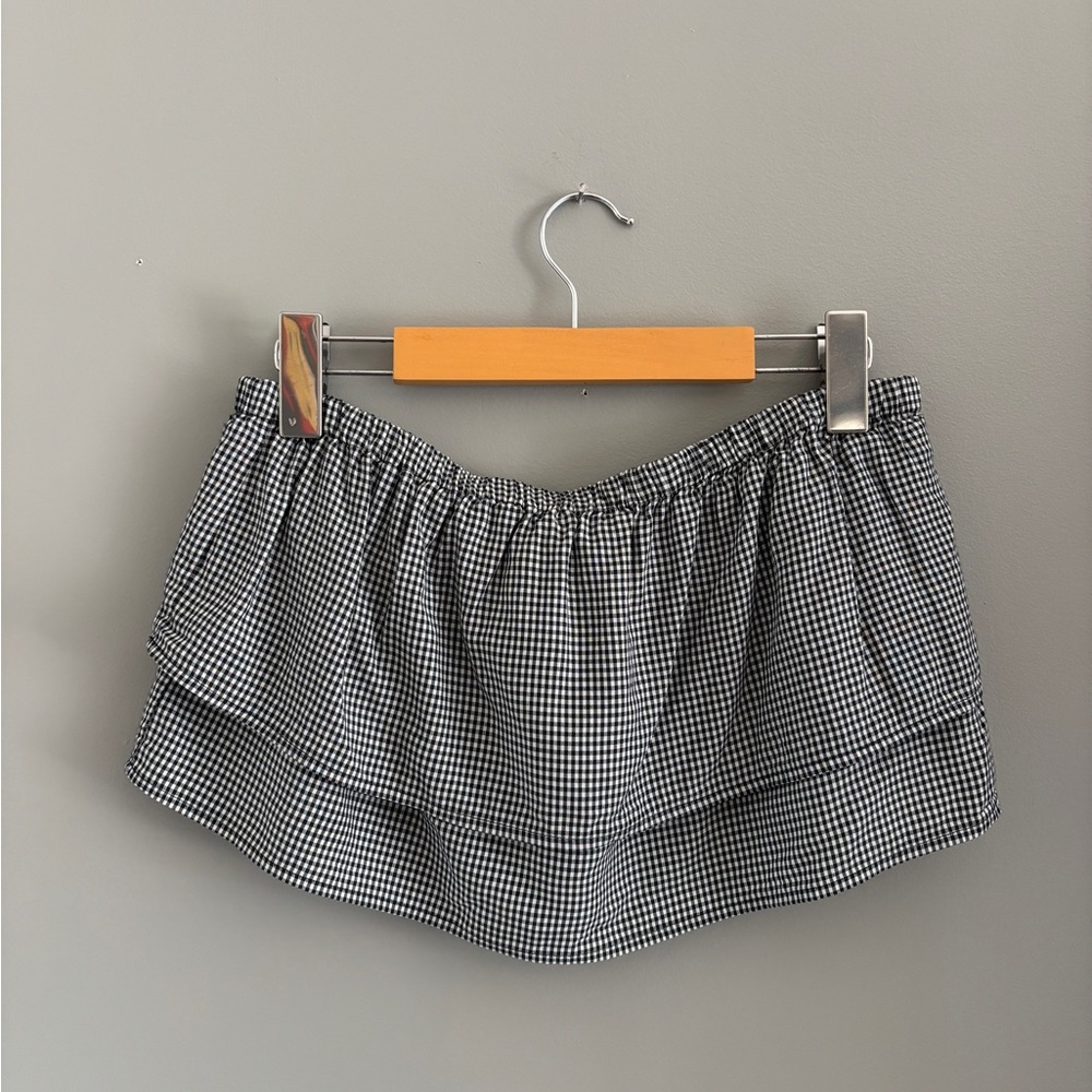 Club Monaco Black and White Gingham Strapless Tube Top